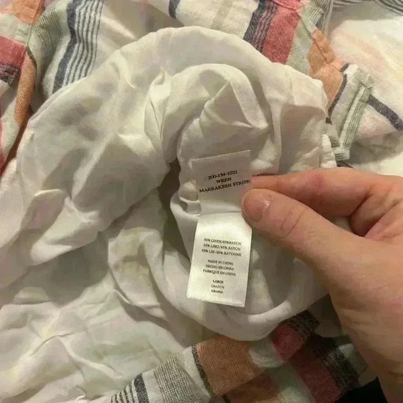 NWT Rails Wren Marrakesh Multi Striped Cap Sleeve Linen Dress Size Large - Picture 4 of 5